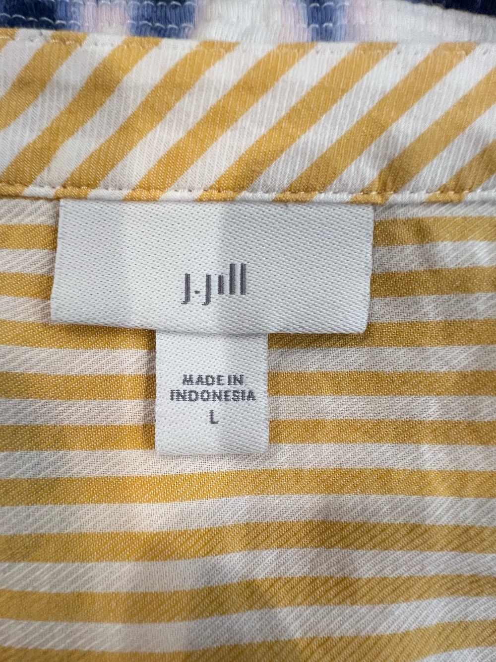 J. Jill Yellow and White Striped Button-Front Blouse - Picture 3 of 7